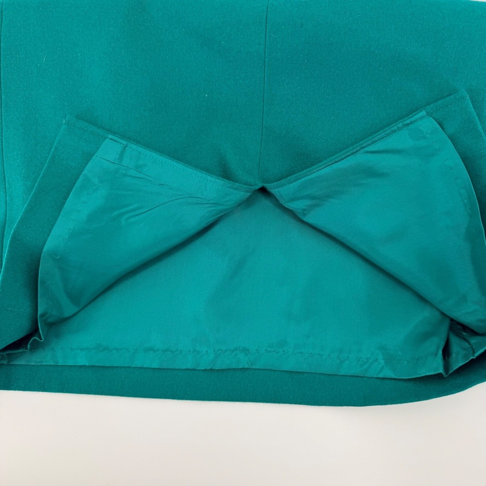 Pendleton Vintage Petite Wool Pencil Skirt High Waist Pleated Teal Green Size 2 - Picture 7 of 10
